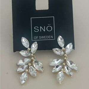 Sno of Sweden Gold plated cubic zirconia dangle earrings